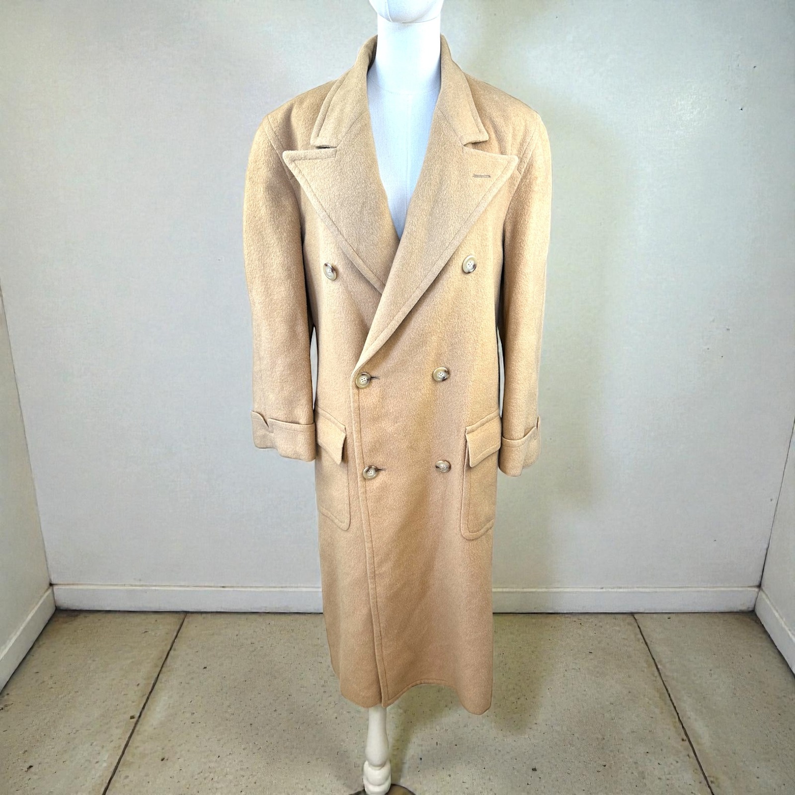 Ralph Lauren Vtge Camel Hair Double Breasted Full Length Women Coat Size 12